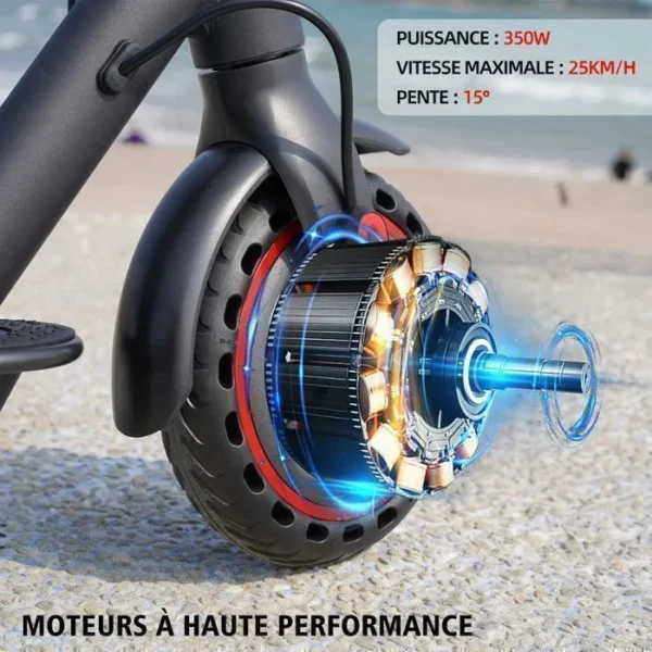 YEE GOO - Trottinette Electrique pliable - Roues 8.5" - Moteur 350W 36V 10.4Ah- 25km/h - Autonomie 35km - Clignotants et Feu