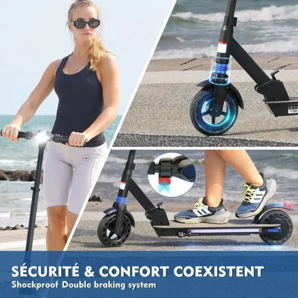 YEE GOO - Trottinette Electrique Pliable - Roues 8" - Moteur 250W - Batterie 42V 5.2Ah - Autonomie 15-25km - Vitesse Max 25km/h
