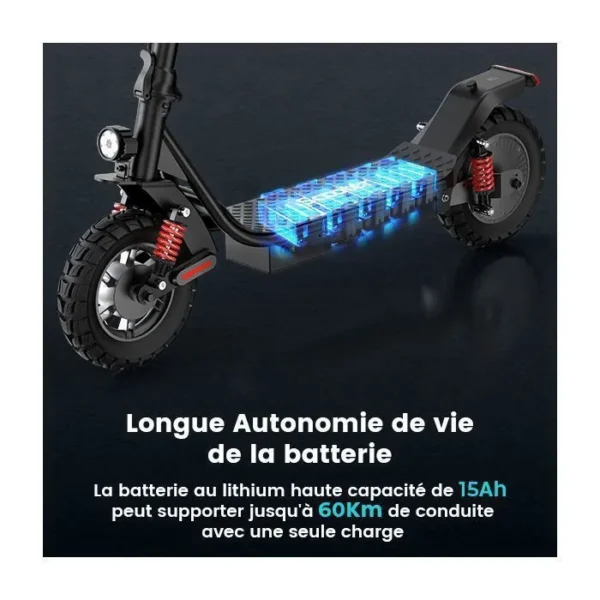 Trottinette électrique Pliable ISCOOTER i10pro - Roues 10"- Moteur 800W- 45km/h - Batterie 15Ah - Autonomie 50-60km - Lumière LED